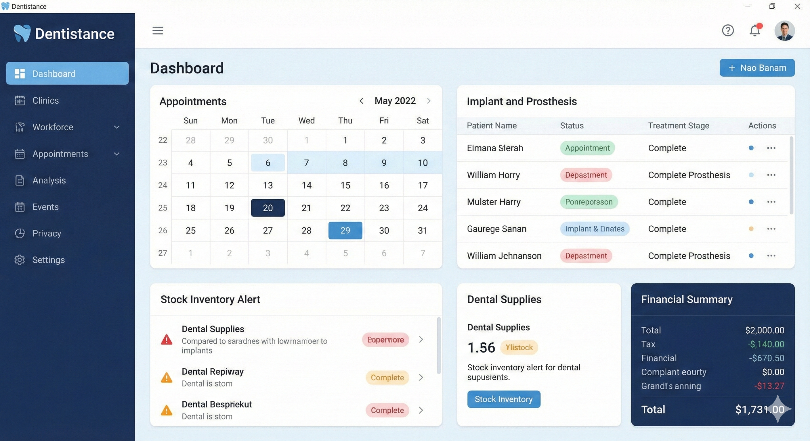 Dentistance Masaüstü Arayüz